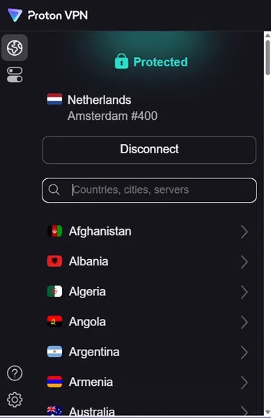 ProtonVPN có máy chủ ở mọi quốc gia, nhiều máy chủ miễn phí nhưng có hạn chế.