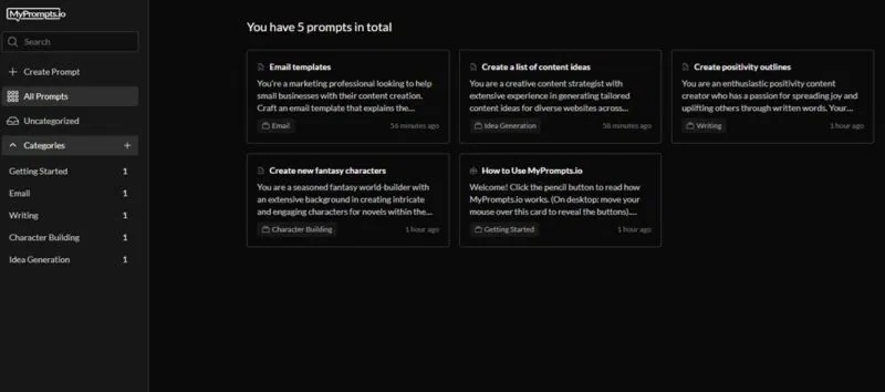 Thiết lập danh mục và prompt mới