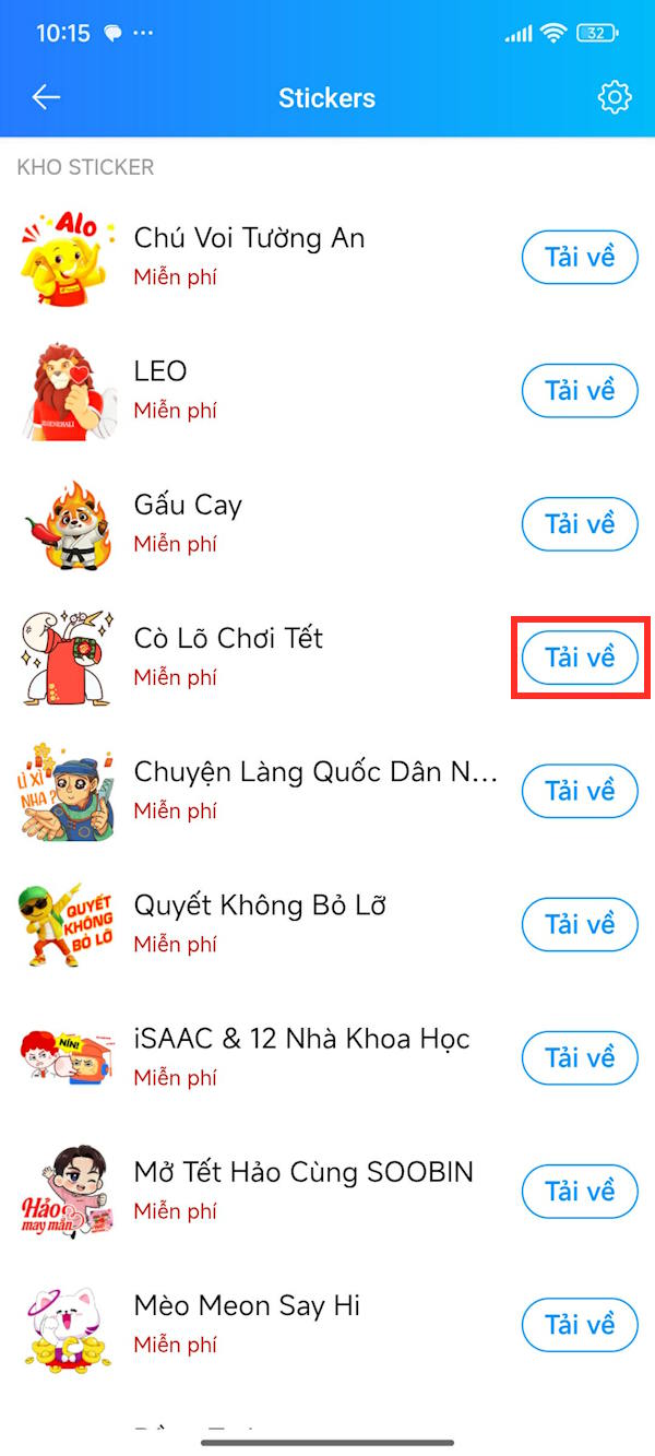 Sticker chúc Tết Zalo