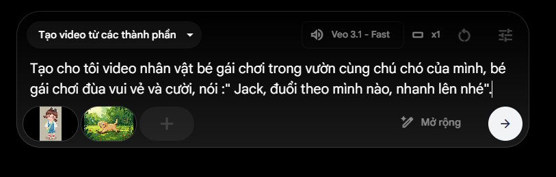 Câu lệnh tạo video trên Google Flow