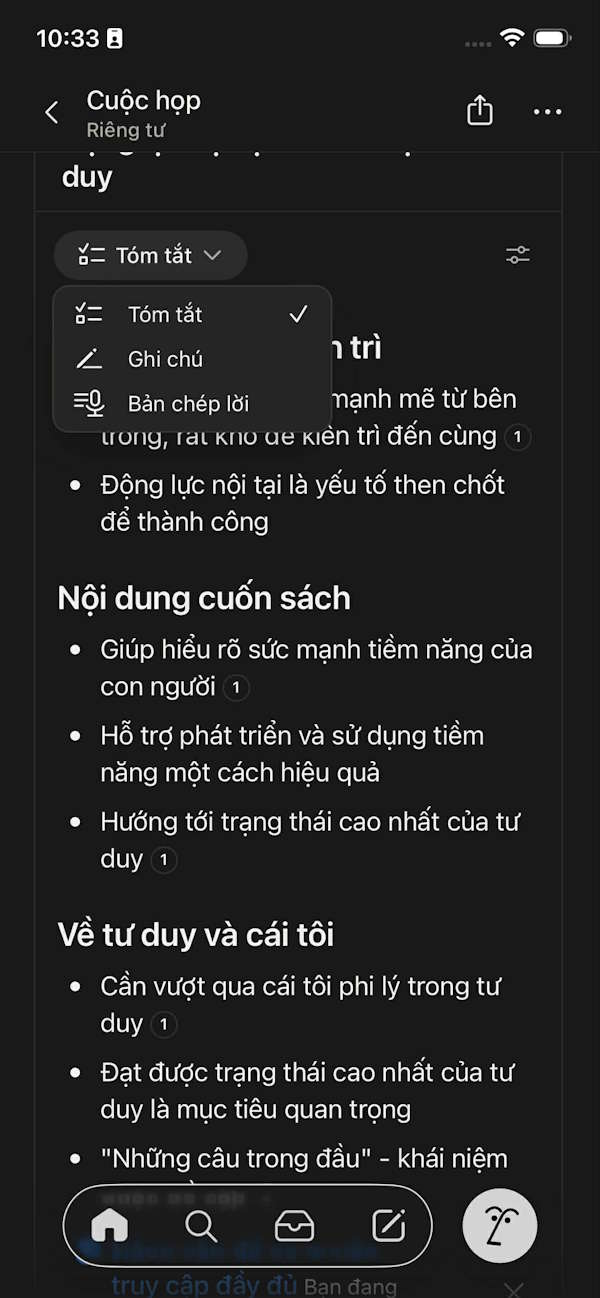 Tùy chọn tóm tắt nội dung từ Notion AI