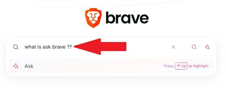 Sử dụng tìm kiếm Brave với dấu chấm hỏi để kích hoạt Ask Brave