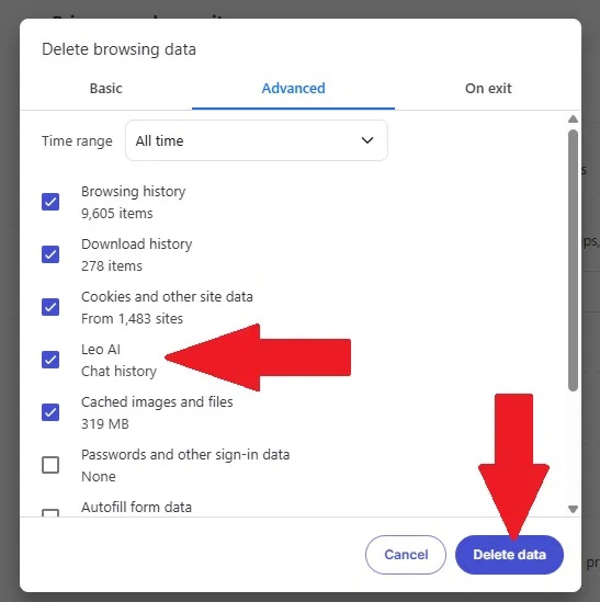 Xóa các cuộc trò chuyện Leo AI