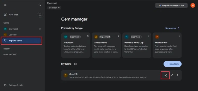 Chia sẻ Gemini Gem