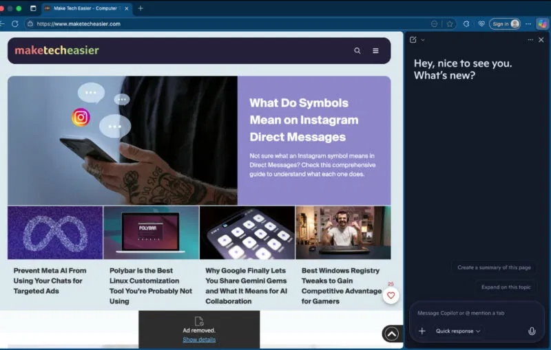 Thanh bên Copilot trong Microsoft Edge