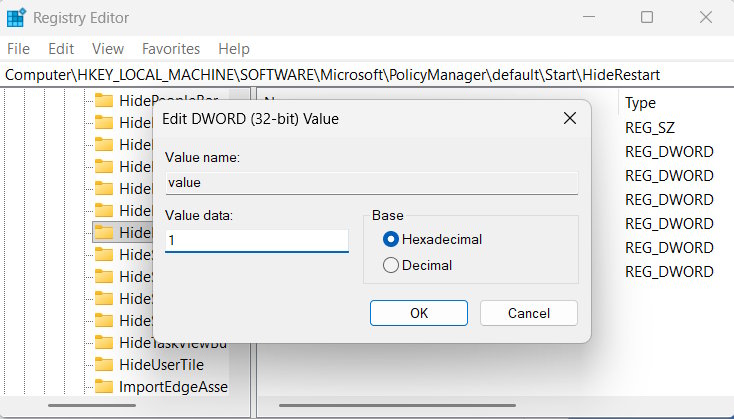 Ẩn nút Restart trên Windows