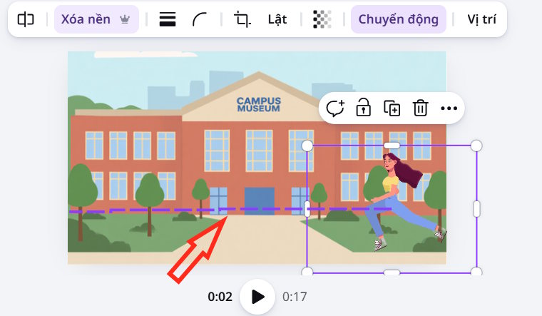 Kẻ đường di chuyển cho nhân vật trong Canva