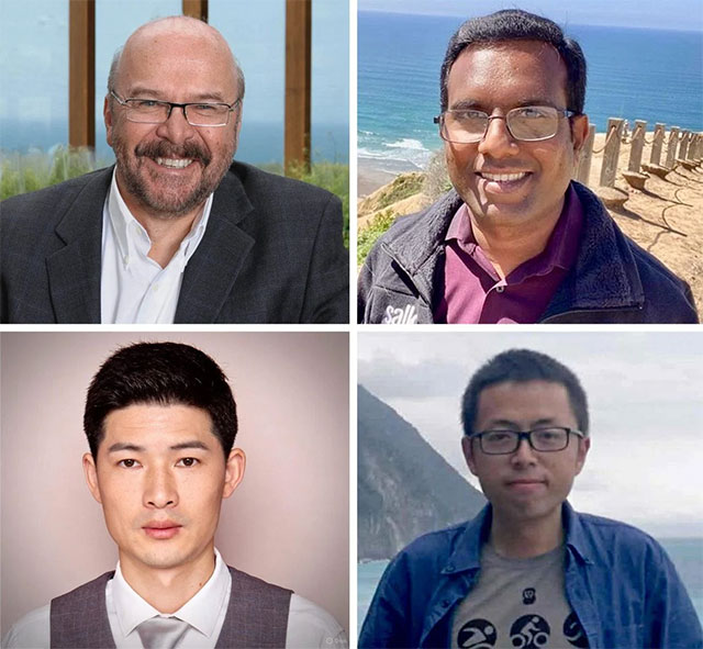 Joseph Ecker (trên cùng bên trái), Manoj Hariharan (trên cùng bên phải), Wubin Ding (dưới cùng bên trái) và Wenliang Wang (dưới cùng bên phải)