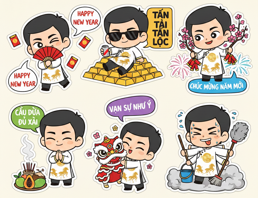 tạo sticker AI Tết