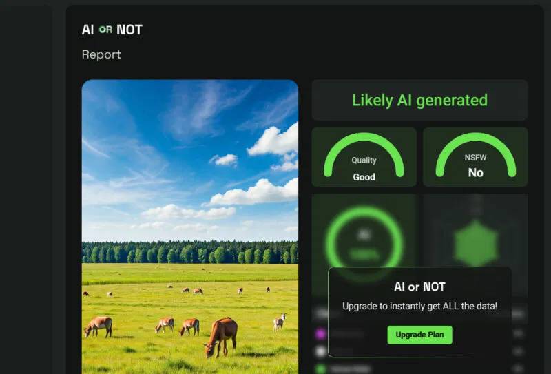 Kết quả phát hiện hình ảnh có phải do AI tạo hay không