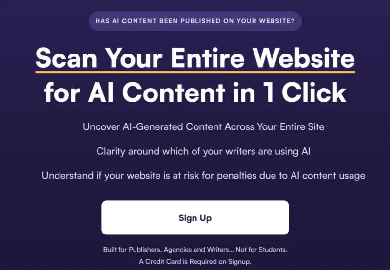 Trang chính của Originality.ai Site Scan