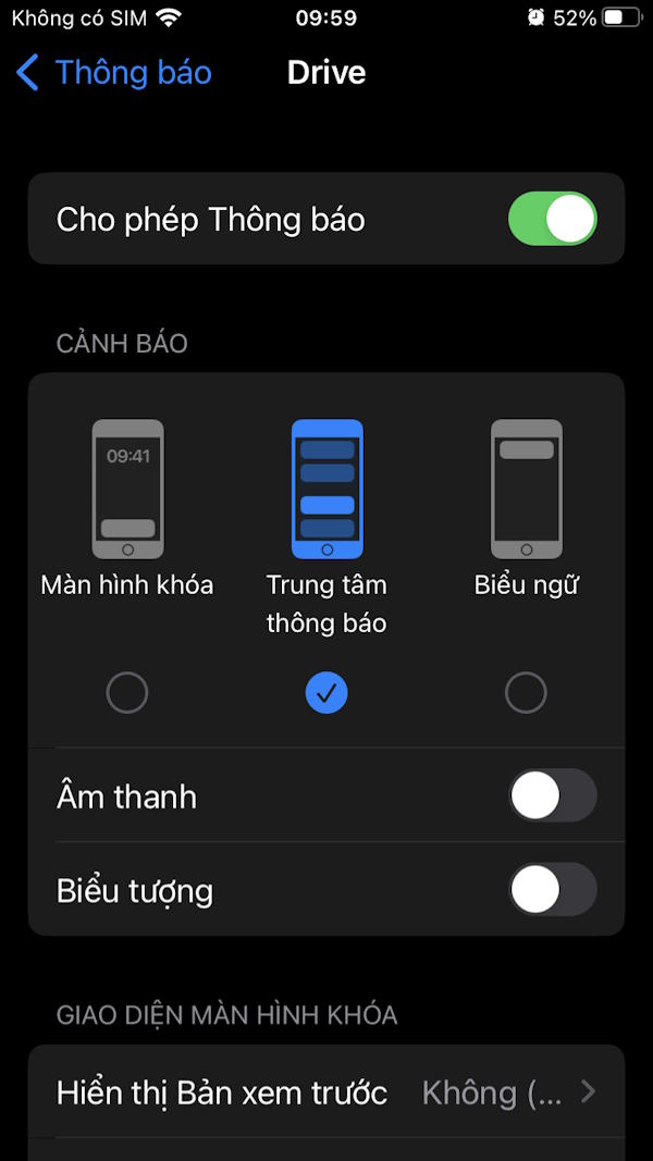Thông báo ứng dụng trên iPhone