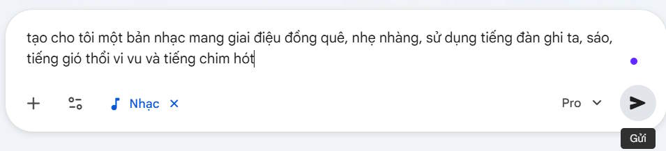 Câu lệnh tạo nhạc trên Gemini