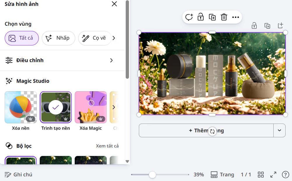 Chỉnh ảnh trên Canva AI