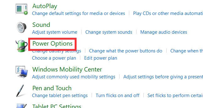 Power Options Windows 11