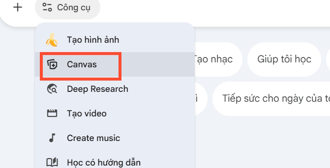 Sử dụng Canvas trong Gemini