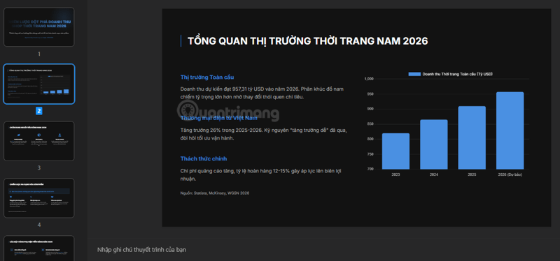 gợi ý câu lệnh bài thuyết trình