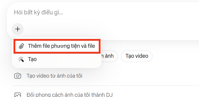 Tải hình ảnh lên Meta AI