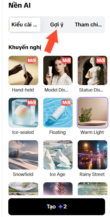 Chọn nền AI cho ảnh trên Pippit