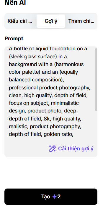 Mô tả nền AI cho ảnh trên Pippit