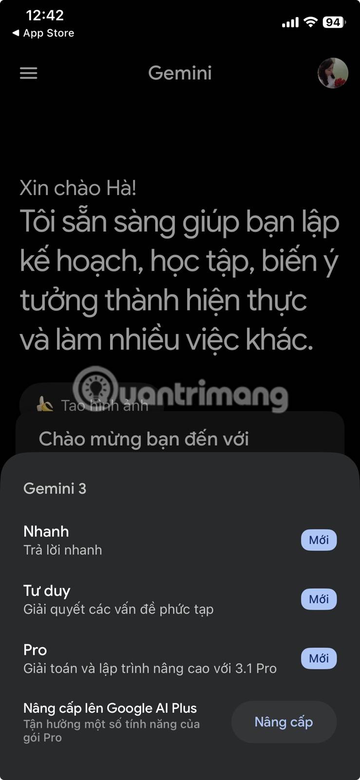 Ứng dụng Gemini 3 được bật mặc định trong ứng dụng Gemini (iOS).