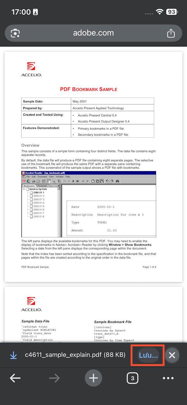 Lưu file PDF trên Chrome iPhone
