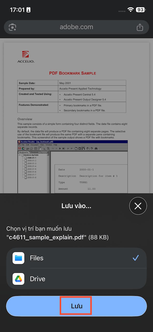 Chọn ứng dụng lưu file PDF trên Chrome iPhone