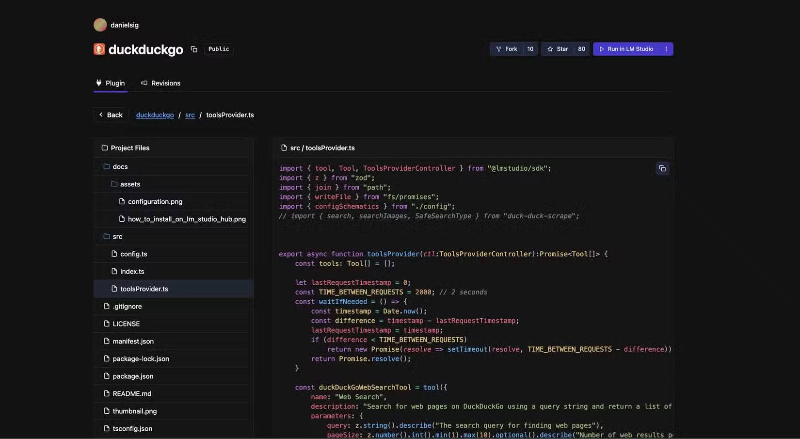 Trang plugin DuckDuckGo của LM Studio