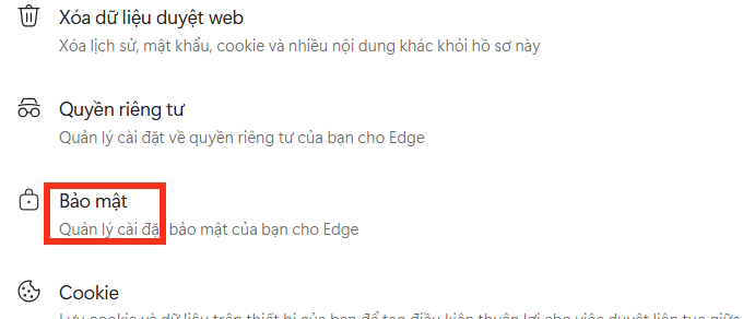 Bảo mật trên Edge