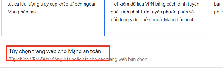 Thiết lập trang web ngoại lệ VPN trên Edge