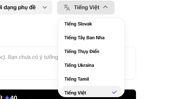 Ngôn ngữ trong video tạo trong Pippit