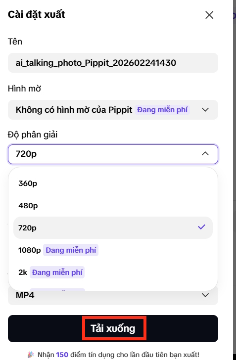 Chỉnh chất lượng video trong Pippit