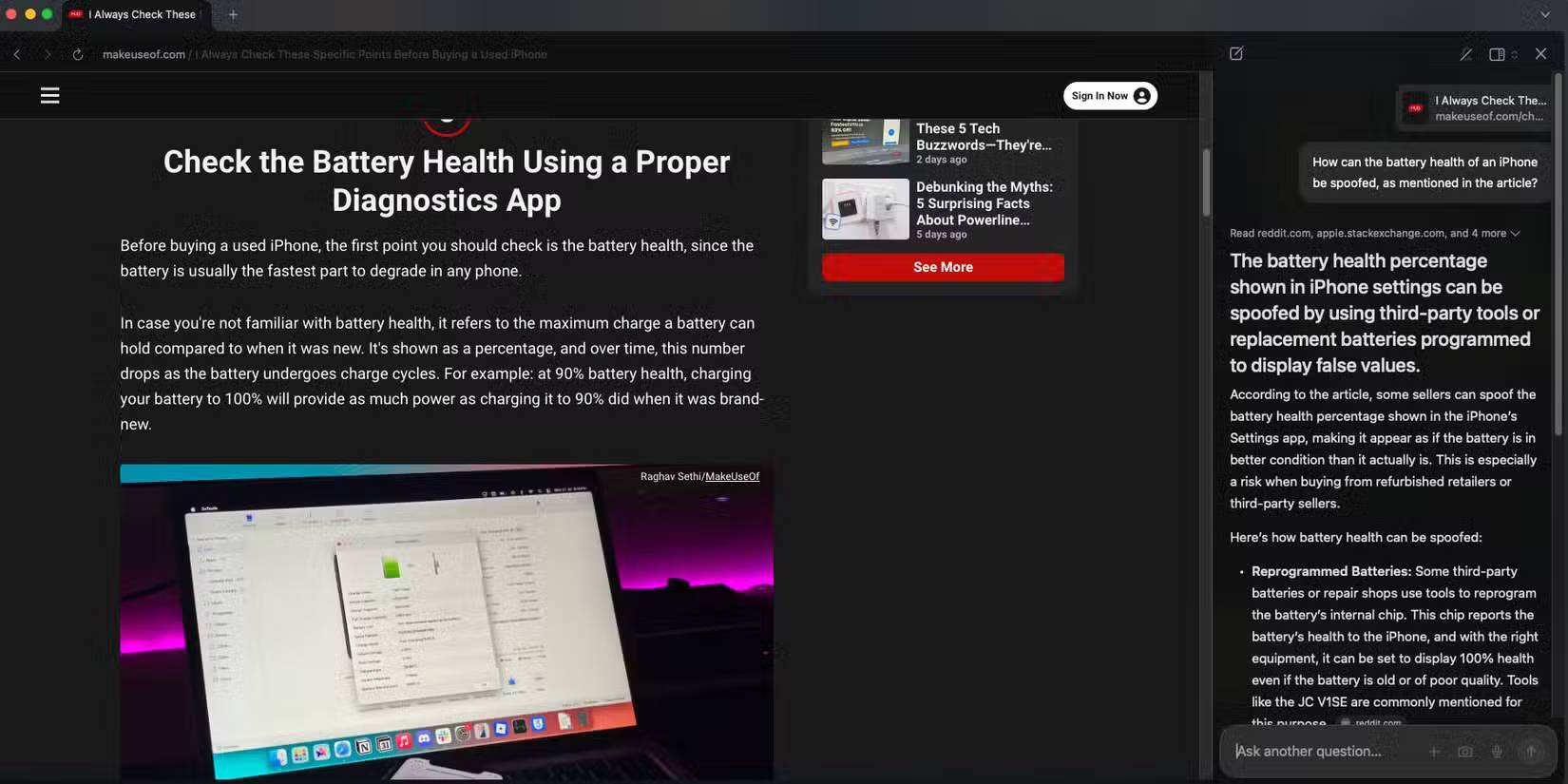 Bài viết mở trong Dia với thanh bên AI ở bên phải