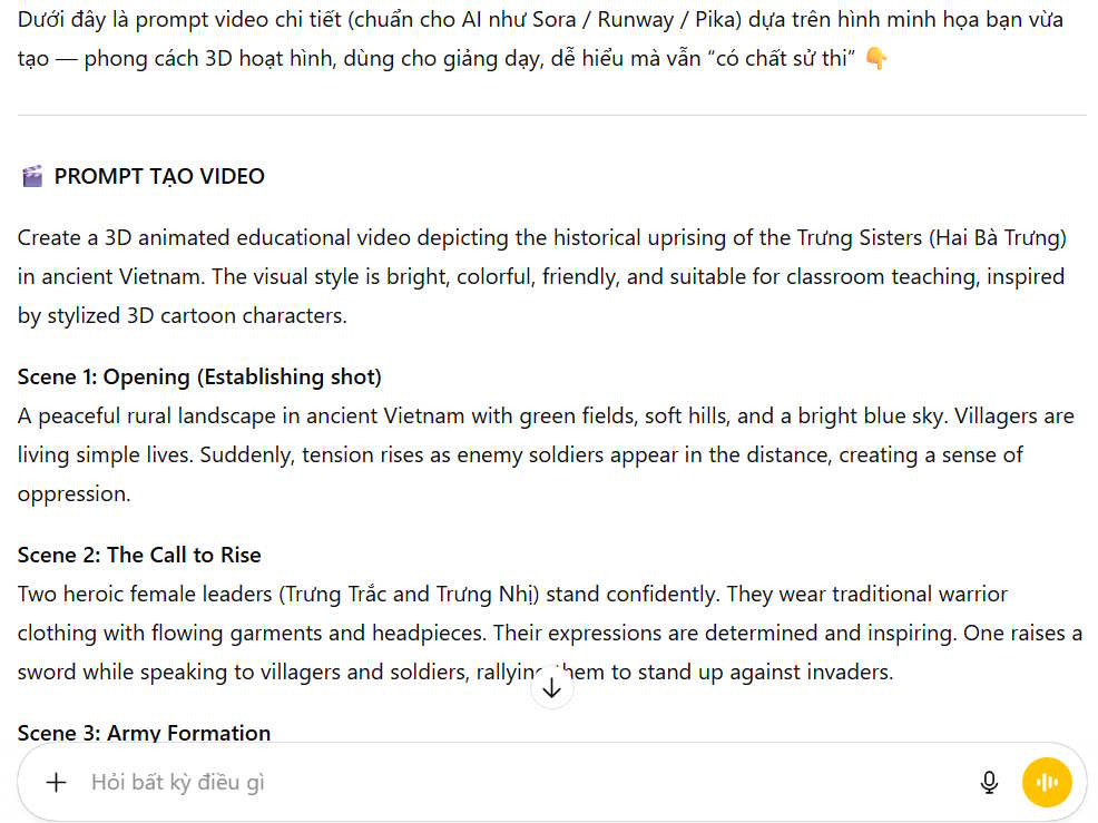 Prompt tạo video từ hình ảnh trên ChatGPT