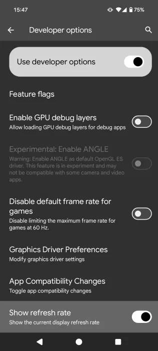 Tốc độ refresh hiển thị trên điện thoại thông minh Android
