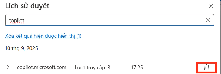 Xóa lịch sử tìm kiếm trên Copilot