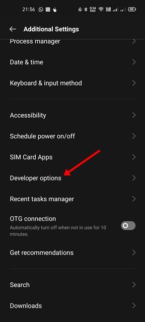 Developer Options Android