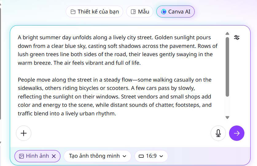 Mô tả ảnh AI tạo trên Canva