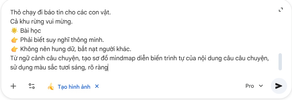 Lệnh tạo mindmapd từ ngữ cảnh trên Gemini 