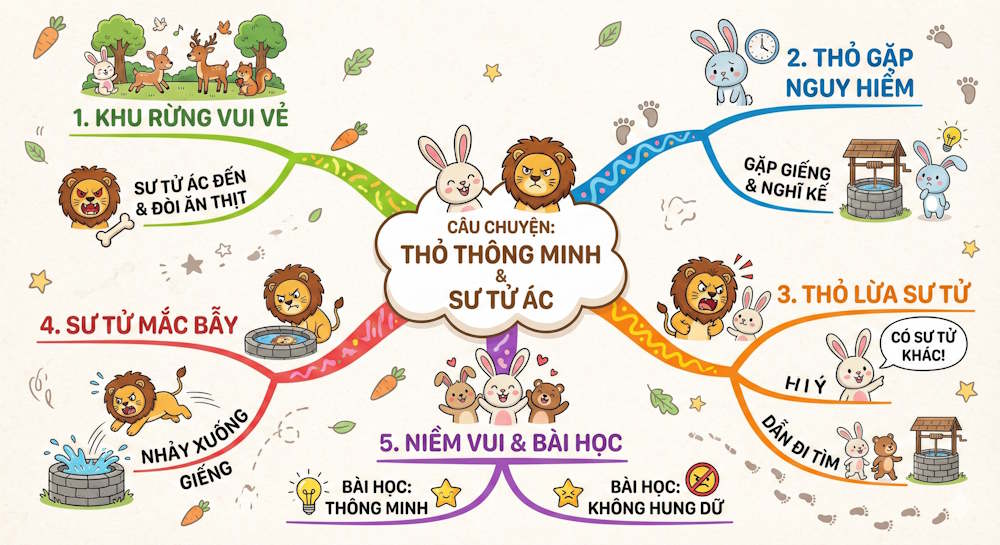 Mindmap từ truyện kể trên Gemini