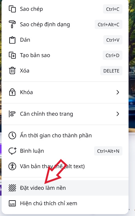 Đặt video làm nền trên Canva