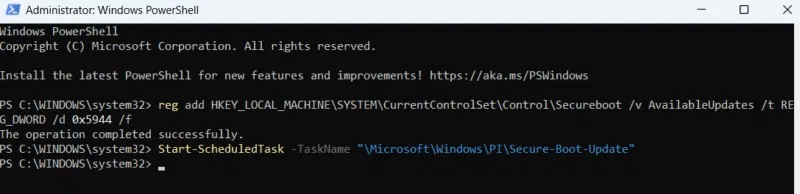 Triển khai chứng chỉ Secure Boot 2023