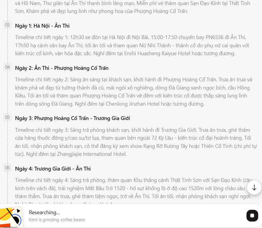 Tạo outline cho nội dung trên Kimi AI