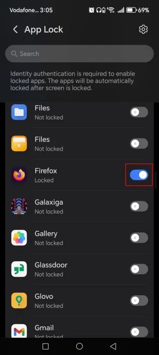 Bật khóa cho các ứng dụng cụ thể trên điện thoại Honor.