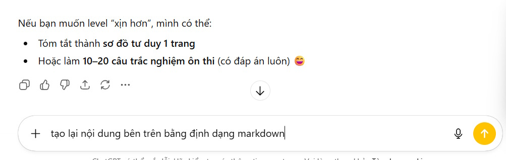Lệnh chuyển nội dung sang markdown trên ChatGPT