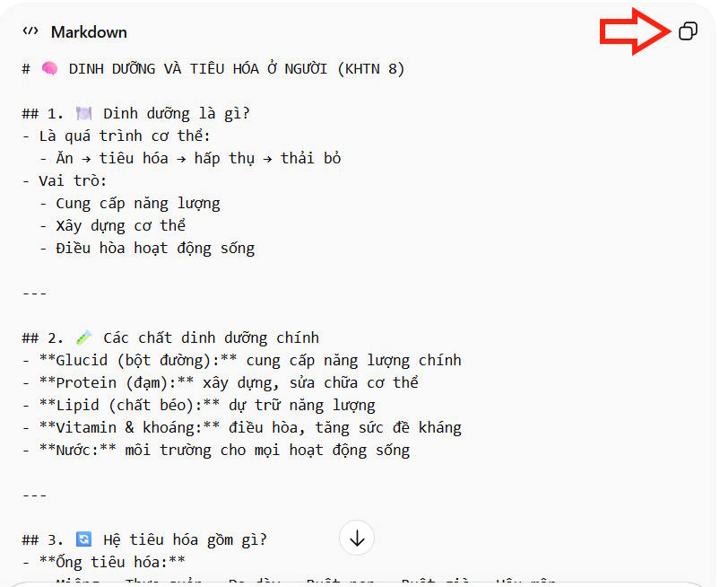 Markdown tạo trên ChatGPT