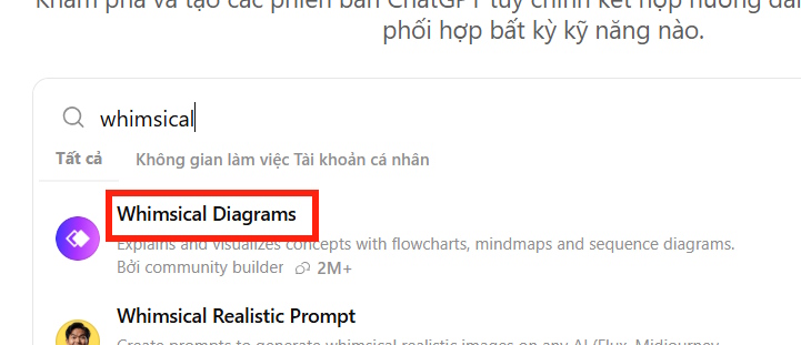 Ứng dụng Whimsical trên ChatGPT