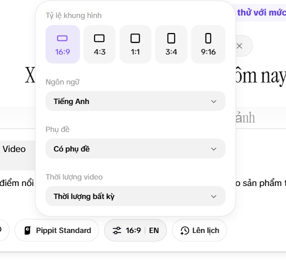 Chỉnh phụ đề video quảng cáo sản phẩm trên Pippit