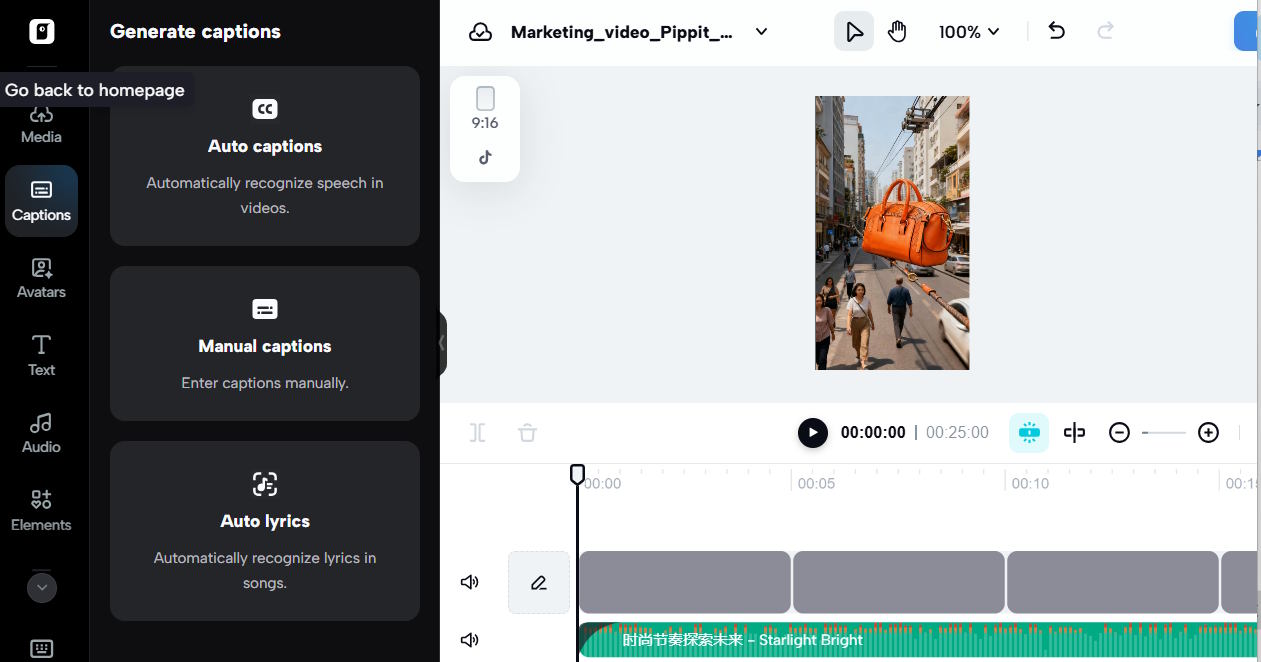 Chỉnh sửa video tạo trên Pippit