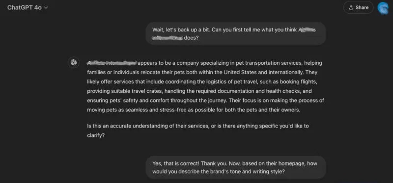 Hỏi ChatGPT các câu hỏi để làm rõ sự hiểu biết của nó về thông tin